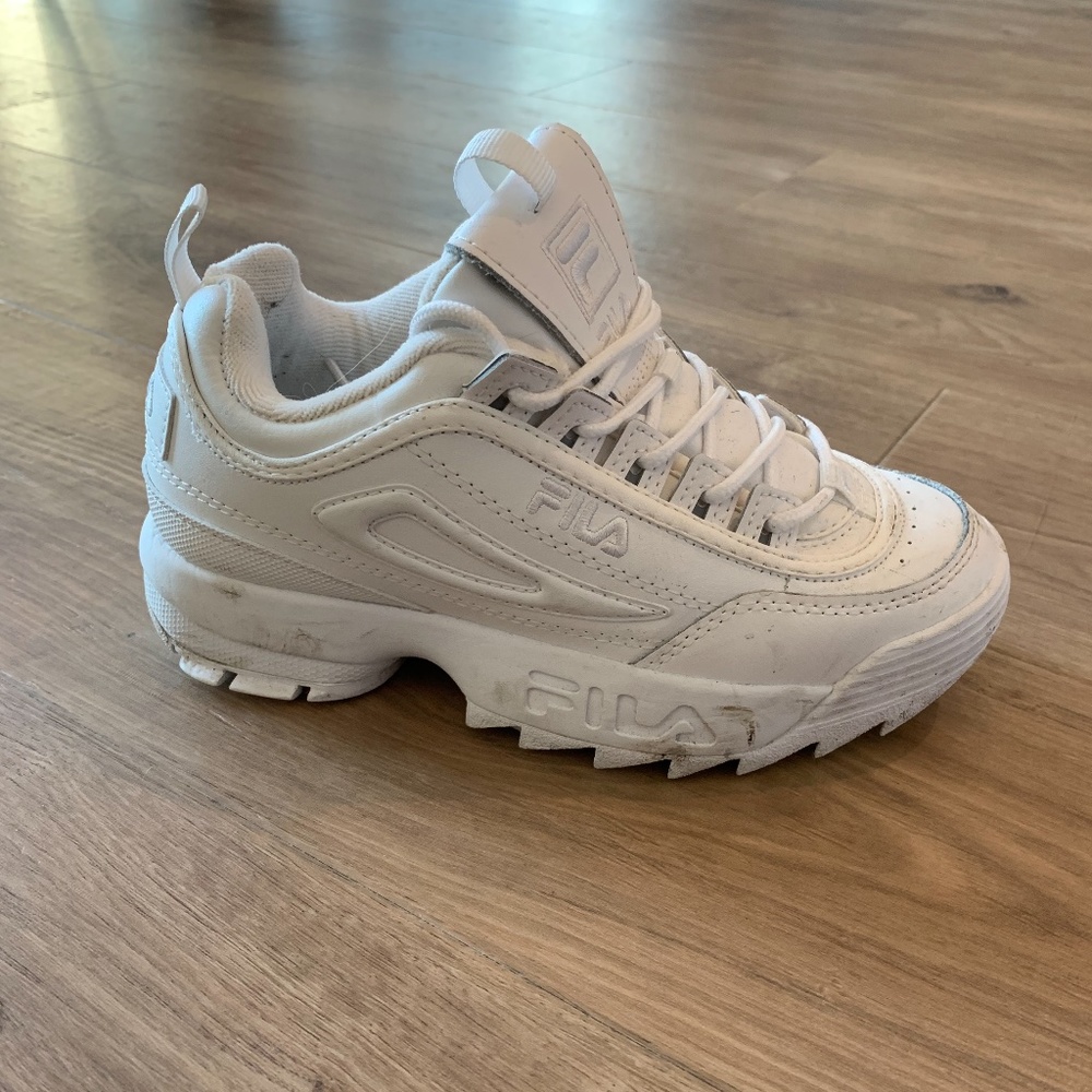White Fila Disruptors